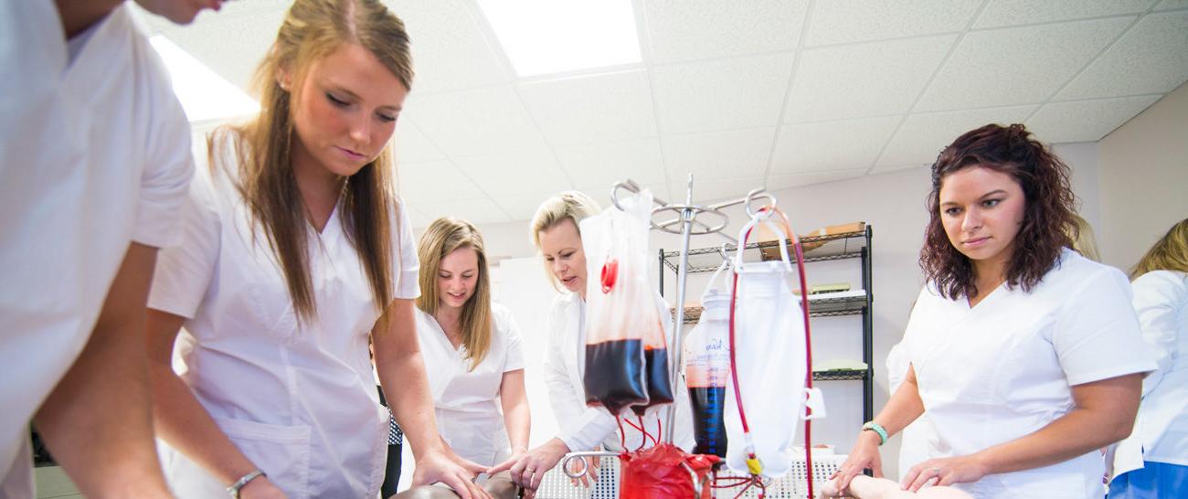 Students in a blood work lab